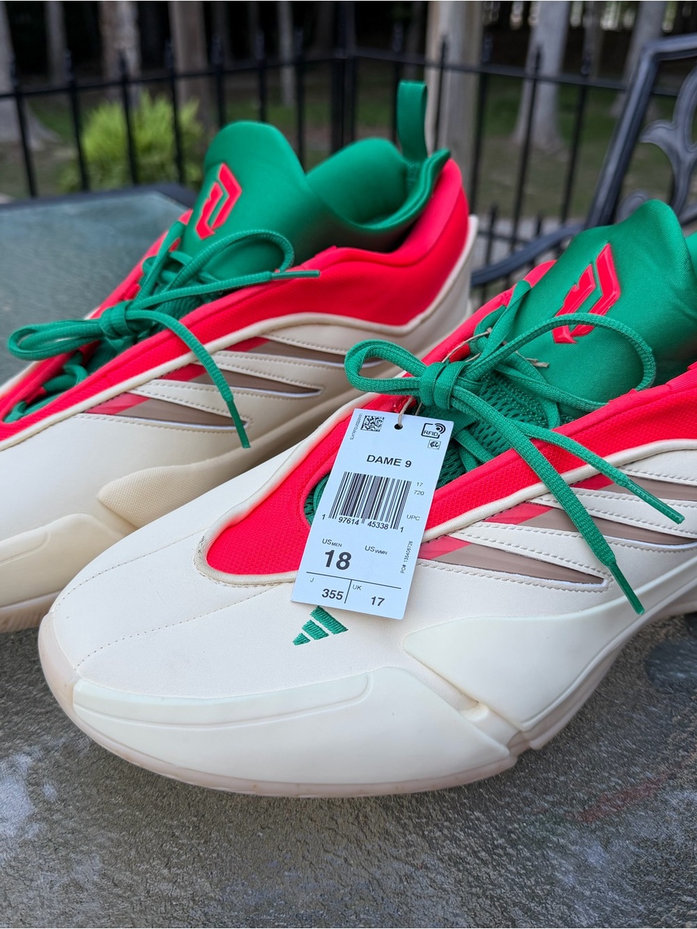 Adidas Dame 9 Sneakers “Christmas Eggnog” in Cream, Pink & Green